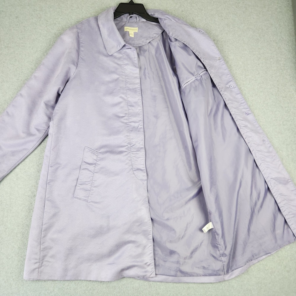 Appleseeds Car Coat Women L Lavender Purple V721 Hidden Button Trench Jacket